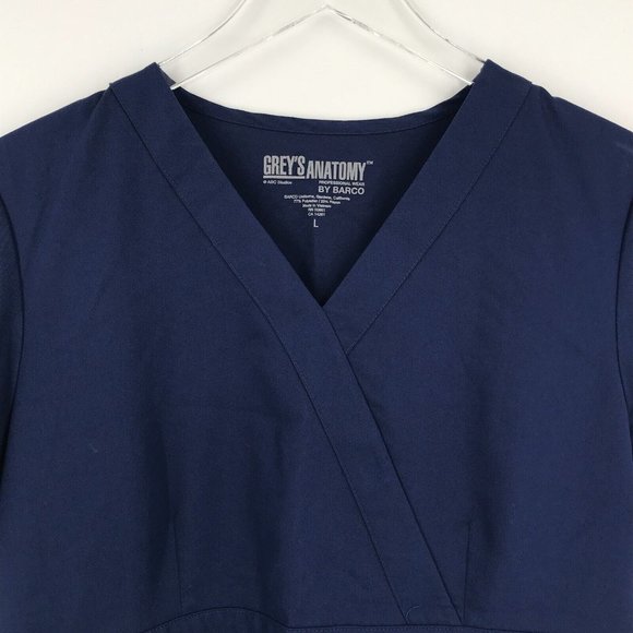 Barco Greys Anatomy Womens Scrub Top Large Blue Short Sleeve Shirt Pockets Nurse - Picture 7 of 15